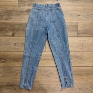 Rio Shirley Rhodes Vintage Ultra High Rise Stone Wash Jeans Ankle Zip Blue 4
